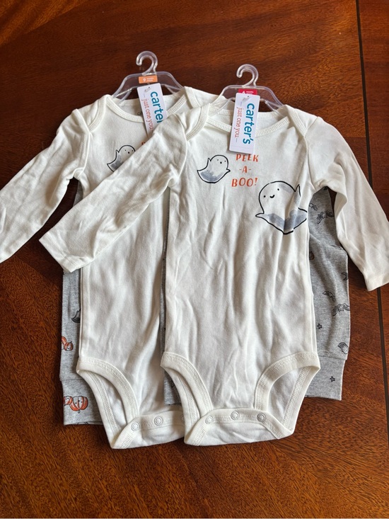 Carter's Other - Carter's Cream and Gray Ghost-Print Long-Sleeve One-Piece Set
